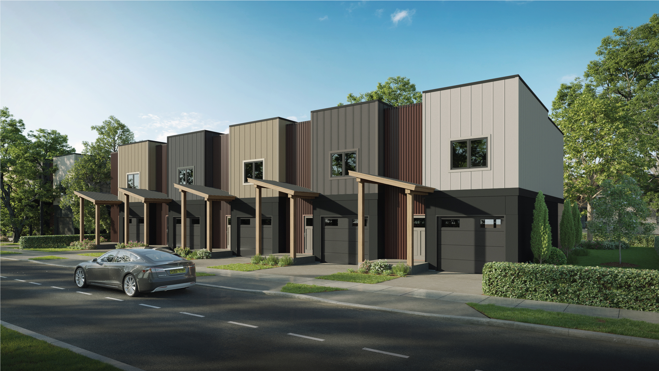 Pine River Commons Townhomes Front Exterior Rendering Bayfield Colorado